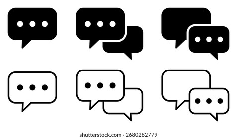 Conjunto de iconos de chat y conversación. Colección de iconos de burbujas de discurso.