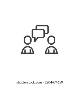 Icono de la línea de conversación de chat. Señal de estilo lineal para concepto móvil y diseño web. Icono de vector de contorno de comentario. Símbolo de comunicación, ilustración del logotipo. Gráficos vectoriales