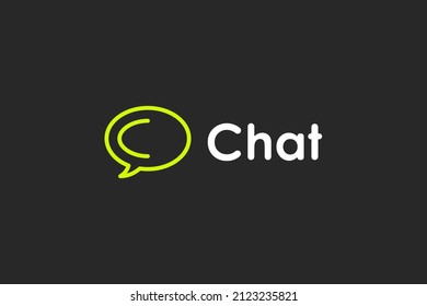 Logo de Chat. Estilo redondeado lineal de burbuja de voz verde con letra inicial C dentro aislado en fondo oscuro. Elemento de plantilla de diseño de logotipo de vectores planos.