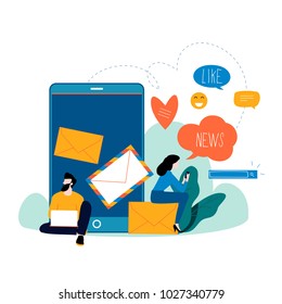 Chat talk, news, notifications, chat messages, subscription flat vector illustration design for mobile and web graphics