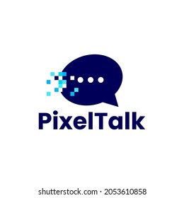 chat talk social message pixel mark digital 8 bit logo vector icon illustration