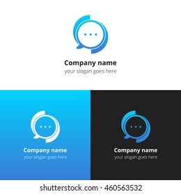 Chat, talking, discussion, social, conversation, messenger, dialog vector logo. Blue gradient color logo, icon, sign, emblem vector template. Abstract symbol and button for community or service.