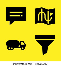 chat, tanker, map and funnel vector icon set. Sample icons set for web and graphic design