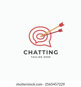 Chat target with arrow logo. To the point symbol icon vector illustration. Creative speech bubble online message icon