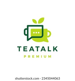 Chat Tea Talk Bubble Logo Vector Icon Illustration