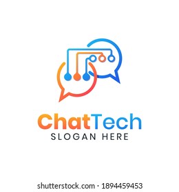 Chat Tech Connection Logo Template Stock Vector (Royalty Free