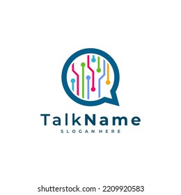 Chat tech logo symbol design inspiration. Chat Discuss logo designs vector. Conversation logo template