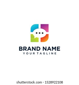 Chat template logo vector color full