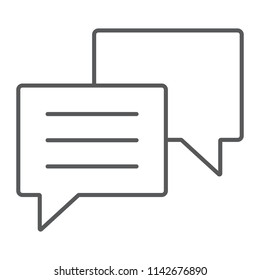 Chat thin line icon, dialog and talk, speech bubble messgae sign, vector graphics, a linear pattern on a white background, eps 10.