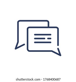 Icono de conversación en línea delgada. Burbujas de voz, conversación en línea, diálogo aislado signo de contorno. Comunicación, soporte, concepto de mensaje. Elemento de símbolo de ilustración vectorial para diseño web y aplicaciones