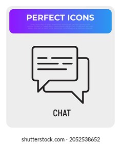 Chat thin line icon, two speech bubbles. Modern vector illustration.