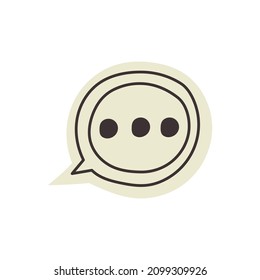 Chat with three dots hand drawn naive art