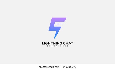 Chat mit Logo-Design-Vorlage für Donner-Symbol