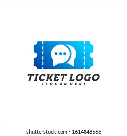 Chat Ticket logo design concept vector, Travel Ticket with Chat logo Template, Creative design, Icon symbol