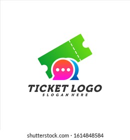 Chat Ticket logo design concept vector, Travel Ticket with Chat logo Template, Creative design, Icon symbol