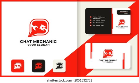 chat tool piston combination logo and business card design