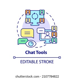 Chat tools concept icon. Business software type abstract idea thin line illustration. Transmitting text messages. Isolated outline drawing. Editable stroke. Roboto-Medium, Myriad Pro-Bold fonts used