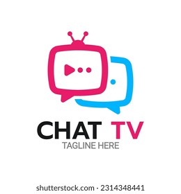 Plantilla de logotipo de TV de chat. Logo de Bubble Chat Tv.