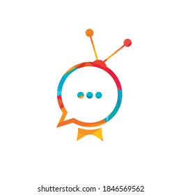 Diseño de la plantilla del logotipo de Chat TV. Concepto de diseño del logo del programa de entrevistas.
