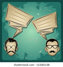 chat two people, Faces with Mustaches and eyeglass, speech   chat icon