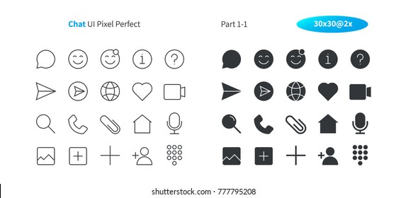 Chat UI Pixel Perfect Well-crafted Vector Thin Line And Solid Icons 30 2x Grid for Web Graphics and Apps. Simple Minimal Pictogram