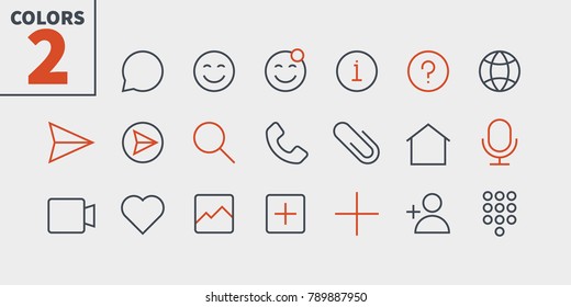 Chat UI Pixel Perfect Well-crafted Vector Thin Line Icons 48x48 Ready for 24x24 Grid for Web Graphics and Apps with Editable Stroke. Simple Minimal Pictogram