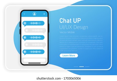 Chat up. Smartphone blank screen. Modern design. Device mockup. UI and UX design interface. Gradient background. Vector illustration.