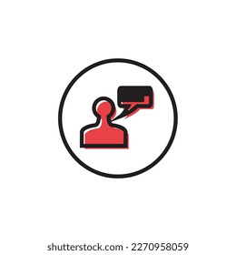 Chat user icon in flat color style. Speech bubble communication vector illustration on white isolated background. Communication business concept.
