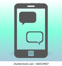 Chat using a phone vector illustration