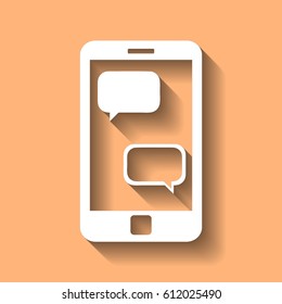 Chat using a phone vector illustration