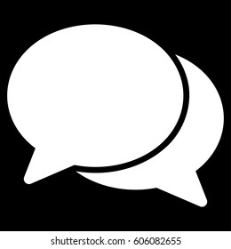 Chat vector icon. Flat white symbol. Pictogram is isolated on a black background. Designed for web and software interfaces.