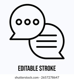 Icono de Vector de chat, Icono de estilo lineal de Vector aislado, trazo editable.