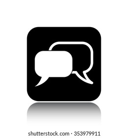 chat vector icon on black button with reflection