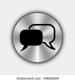chat vector icon - round metallic button