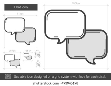 Icono de la línea vectorial de chat aislado en fondo blanco. Icono de línea de chat para infografía, sitio web o aplicación. Icono escalable diseñado en un sistema de cuadrícula.