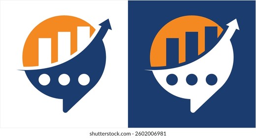 chat  vector logo design template with financial investment chart graphic design illustration. icon, symbol, creative