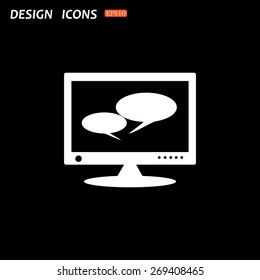 chat via computer . icon. vector design