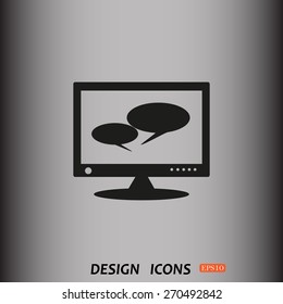 chat via computer . icon. vector design