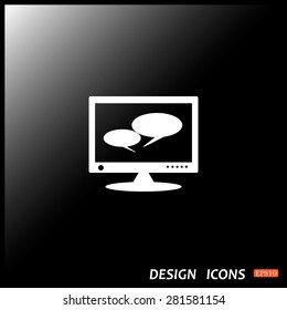 chat via computer. icon. vector design