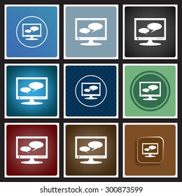 chat via computer . icon. vector design