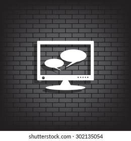 chat via computer . icon. vector design