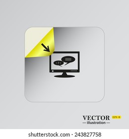 chat via computer , sticker  self-adhesive paper. Vector illustration EPS 8
