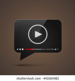 Chat video frame flat icon, Black object design element, Vector illustration