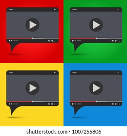 Chat video frame. Video player for web and mobile apps. Vector illustration.