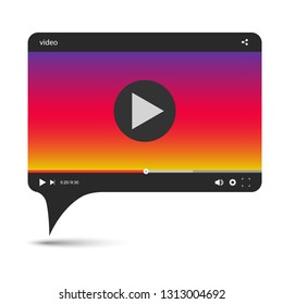 Chat video frame. Video player for web and mobile apps. Vector illustration.