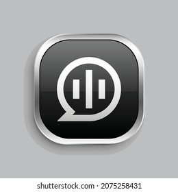 diseño de iconos de la línea de voz de chat. Estilo botón brillante rectángulo redondeado aislado en fondo gris. Ilustración del vector
