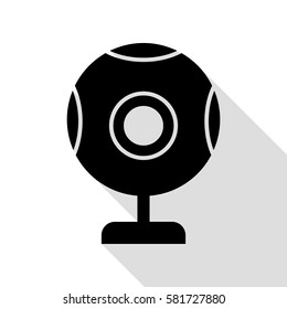 Chat web camera sign. Black icon with flat style shadow path.
