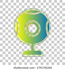 Señal de la cámara web de chat. Icono de degradado de azul a verde con cuatro contornos de ancho sobre fondo transparente elegante. Ilustración.