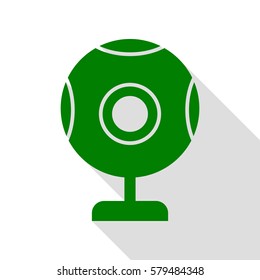 Chat web camera sign. Green icon with flat style shadow path.