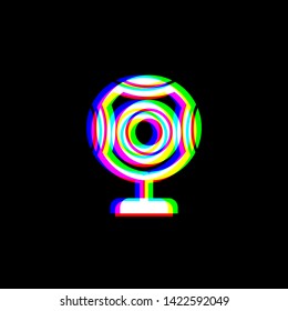 Chat web camera sign. Red, green and blue unfocused contour icon at black background. Illustration.